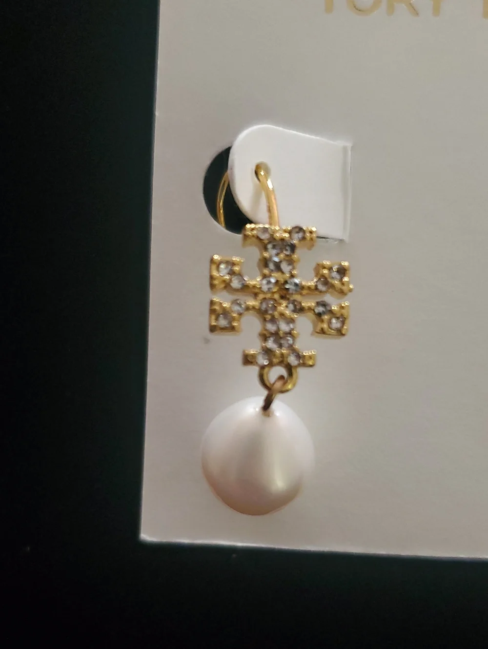 Tory Burch Moondance Pearl & Pavé Drop Earring